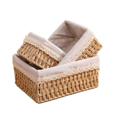 1/2/3 Pieces Daisy Woven Storage Basket Desktop Coffee Table Storage Box Snack Cosmetics Storage Basket Valentine's Day Christmas Gift For Relatives And Friends