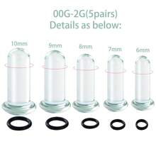 10个/18个/套 黑色单喇叭玻璃耳塞扩耳器，短锥形耳廓扩张器，舒适耳廓扩张器带橡胶圈，疯狂圆顶人体穿刺饰品套装 - 玻璃套裝 - 查看 17