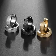 Unisex Matte Circular Hoop Earrings, Casual Style, 304 Stainless Steel, Non-Magnetic, Suitable For Daily Wear Jewelry For Men And Women - Multicolor Earrings - View 7