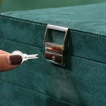 1pc Green 3-Layers Jewelry Box, Large PU Leather Finish Storage Drawer Cabinet, Jewelry, Earrings, Necklace, Bracelet, Ring, Ornaments, Adorn Article, Small Item Organizer Box Art Supplies Back To School Dormitory Storage - Green - View 8