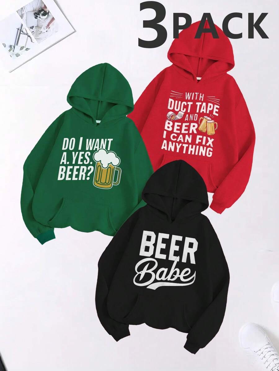 WITH DUCT TAPE AND BEER 250g 3pcs Men's Hoodies