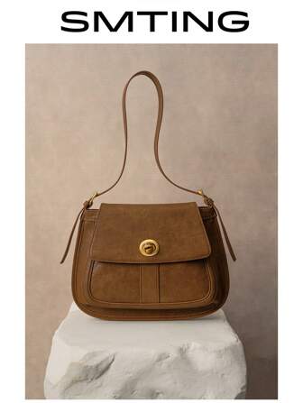 SMTING New Retro Saddle Bag High-End Underarm Bag, Casual Commuting Handbag For Women, Suitable For Dates And Parties, Autumn/Winter