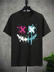 Camiseta casual de manga corta y cuello redondo para hombre Manfinity LEGND, versátil para el verano - Negro - Ver 3