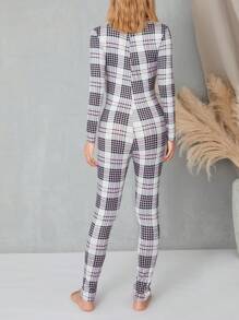 Women's Slim Playsuit, Deep V Long Sleeve Long Pants Cartoon Print Jumpsuit, One-Piece For Club, Party - Xám - Xem 9