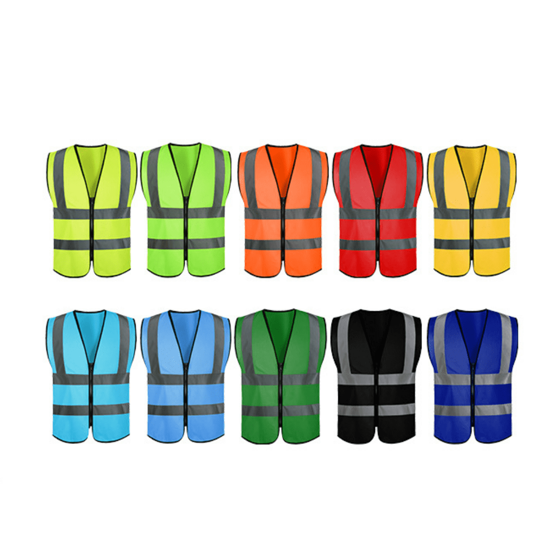 Colete refletivo com quatro zíperes, para canteiros de obras, saneamento, trânsito, colete refletivo amarelo, vários bolsos para serviço, direção por procuração, segurança, costas refletivas