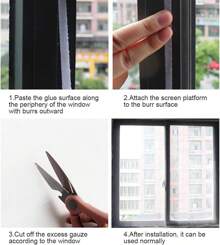 Mosquito Net For Windows, 3 Pack Fly Screen For Windows, DIY Self-Adhesive Insect Net, Insect Protection, Bee Protection With 3 Rolls Of Hook Tape, Attached To Multiple Windows - 白色 150x130cm - 查看 5