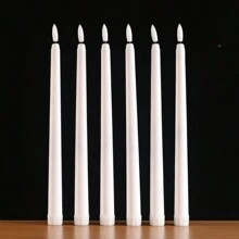 3pcs/6pcs Black White LED Long Pole Electronic Candle Lights, Flameless Halloween Candles Lights, Simulated Candles Lights, Christmas Decoration Light, Valentine's Day Decoration Lights, Decorative Lighting For Tea Light Birthday Wedding, Dining Table Candle Light, Halloween, Tea Light, Birthday, Wedding, Party, Indoor And Outdoor Creative Scene Decoration Light, Excluding Batteries ﻿ - White - View 1