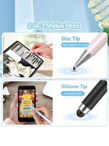 Bolígrafo táctil con puntas de colores múltiples compatible con pantallas táctiles de smartphones, tabletas, iPads, apto para dibujar y escribir