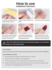 10pcs Short Square-Shaped French Burgundy Cat Eye Nail Art Sticker, Minimalist & Versatile, 3D Nail Decals For Elegant High-Quality Look, Reusable Nail Tips Suitable For Cosplay, Parties, Dates, Everyday Wear Nails For Valentine's Day Press On Nails