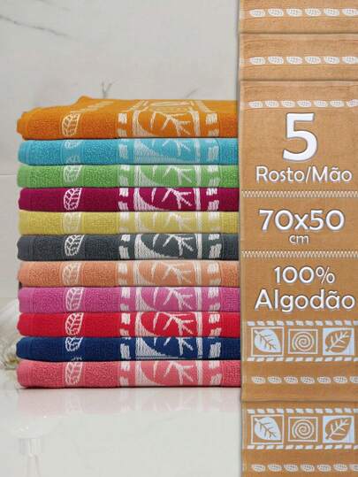 5 Unidades Toalha De Rosto Bordado em Folha Várias Cores Sortidas