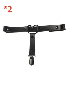 1pc/2pcs Solid Color PU Leather Women Sexy Garter Belt, Black Leg Harness Garter, Gothic Style Sexy Lingerie Accessories. Cosplay Leg Decor, Christmas/Valentine's Day Thigh Decoration Gift