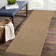 Modern Solid Textured Rug Soft Woven Rug Low Pile Anti-Shedding Rug Washable Area Rug For Living Room Bedroom Farmhouse - màu nâu - Xem 4