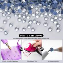 288/1440 Pcs DMC Crystal Hot Fix Rhinestone, Clear White Diamond Crystal Quality A/A++ Ss6/10/16/20/30/34, Flat Back Glass Rhinestone, Wholesale Flat Back Hot Fix Rhinestones For Crafts, Jewelry, Apparel, Garment, Shoe, Bag, DIY Decorations