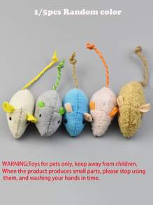 5 Packs Plush Mouse Toys For Indoor Cats, Scratch & Bite Resistant Polyester Interactive Pet Play Toys, Assorted Colors, Realistic Design, No Battery Needed, Fun Mouse Design For Small Breeds - Multicolor - View 3