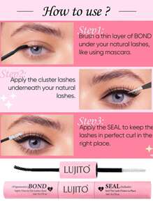 LUJITO Lash Bond And Seal 10ml Individual Lashes Glue And Seal Super Strong Hold DIY Lash Extension And Lash Glue Remover 4.5ml And Eyelash Tweezers Kit Hold 48-72 Hours Waterproof Cluster Lash Glue Eyelash Extension Kit Makeup Tool, Hypoallergenic Liquid Glue For DIY Extensions And Personal Makeup Lash Glue,Eye Lash Glue