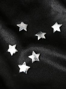 6个星形编织发夹，金色金属质感珠子发卡，时尚发饰爪夹发卡，学习用品 - 銀色 - 查看 2