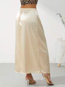 Half Slip Lace Long Underskirt Women's Satin Half Slip Half Slips For Under Dresses Slip - Champagne - View 5