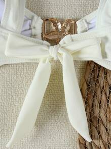 New Arrival Spring/Summer Women's Sexy Casual White Wide Strap Starfish Decor Bikini Set Set, Beach Holiday Party Date Vacation - White - View 5