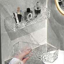 1-Pack Clear Wall-Mounted Shower Shelves - Self-Adhesive Shower Caddy & Corner Floating Shelf For Bathroom Or Kitchen, Over-The-Toilet Storage, Space-Saving Organizer For Shampoo, Cosmetics, And Toiletries