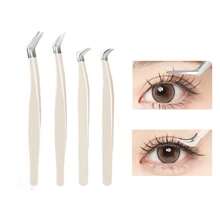 4 Peças Conjunto de Encurvadores de Cílios, Pinças de Aço Inoxidável, Pinças Curvas, Ferramentas Essenciais para Extensão de Cílios para Esteticistas, Pinças de Precisão para Cílios para Artesanato, Pinças para Adesivos, Adequado para Presentes e Decorações, Maquiagem, Barato, Decoração de Quarto, Penteadeira, Viagem, Quarto, Acessórios de Maquiagem, Pinças