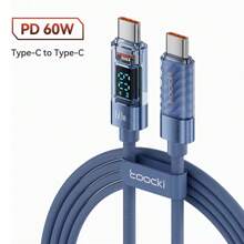 Toocki Type C 转 Type C 数据线 60W PD 快速充电器 USB C 转 USB C 显示屏数据线 适用于 POCO Realme 兼容 Macbook - 彩色 - 查看 13