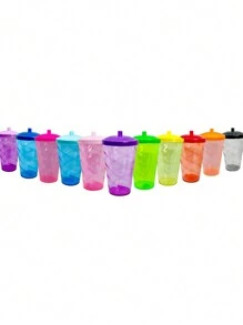 15 Twister Cups 400ML Colored Lid And Transparent Straw - 綠色七彩杯 - 查看 2