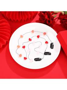6pcs Valentine's Day Heart Shaped Hair Clips, Women Acrylic Beaded Heart Streamlined Invisible Hairpins, DIY Cute Hair Accessories Suitable For Girls, Light Pink, Rose Red, Bright Red, Claw Clips, Hair Slide - Multicolor - View 6