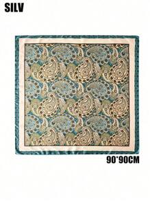 1 件 90 厘米佩斯利图案方形围巾，可作为头巾、头巾或头巾日常使用，头巾、发带、头带非常适合装扮您的外观 - 彩色 - 查看 4