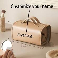 1pc Customizable 4-In-1 Folding Large Capacity Makeup Bag For Women, Multi-Functional Travel Organizer Pouch, Portable Toiletry Case, Travel Accessory, PU Material, Waterproof, Odorless, Perfect Gift For Mom/Wife, Customized Embroidered Name For Christmas Gift, Cosmetic Bag, Ideal Present For Ladies,Boho Vibes