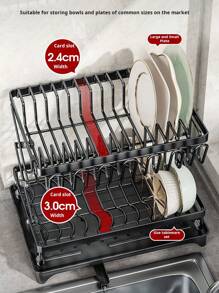 1 Kitchen Collapsible Dish Rack, Countertop Multi-Layer Dish Utensil Cup Drainer Rack, Dish Drying Rack For Kitchen Countertop, Double Layer Large Capacity Dish Drying Rack With Steel Drainer Plate, Dish Drying Rack With Drainer Shelf For Dish, Knives, Cups, Cutting Boards, Kitchen Supplies