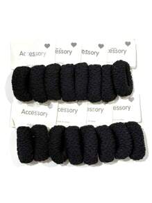 24Pcs High Elastic Hair Rope Net Durable Thick Hair Accessories - màu đen - Xem 2