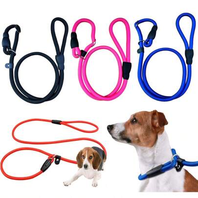 Coleira Guia de Corda Unificada para Cães Cachorro Adestramento Anti Puxão Enforcador Grade/Médio/Pequeno Porte LR-0184