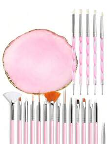 15/22 件粉色美甲工具套装,包含 15 支美甲笔、1 个树脂调色盘、5 支混合色双头丙烯酸硅胶雕刻笔/点钻笔、美甲工具套装、DIY 化妆展示板,适用于家庭美甲沙龙。 - 彩色 - 查看 12