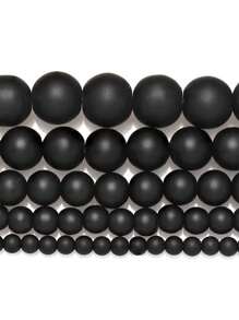 1 filo di perline sfuse rotonde in onice nero opaco per la creazione di gioielli, fai da te, per collane, bracciali, orecchini, accessori, misure 4, 6, 8, 10 mm