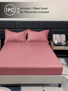 1Pc Solid Color Bed Sheets, Bedding, Fitted Sheet, Mattress Cover, Soft And Comfortable Bedding For Bedroom, Skin-Friendly Bed Cover, Mattress Protector, Simple Style Bed Sheet, For Single/Twin/Full Bed Sizes, Machine Washable, Ideal Easter Gift, For Independence Day Gift, Perfect Holiday Gift,