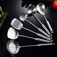 Heavy Duty 304 Stainless Steel Cookware Kitchen Cooking Utensils - Spatula,Ladle,Serving Spoon,Chef-Exclusive Stir-Fry - Silver - View 10