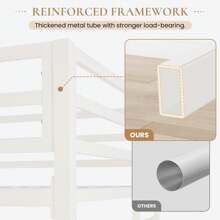 SHA CERLIN Junior Loft Bed Twin Size, Heavy Duty Twin Bed Frame With Full-Length Guardrail & Removable Stairs, Noise-Free, Space-Saving, No Box Spring Needed, Black/Aqua Blue/Cream White * Bed Frame Queen Queen Bed Frame Bed Frame Full Full Size Bed Frame King Size Bed Frame Twin Bed Frame Room Decor Home Decor Christmas Decor Bedroom Decor Valentine Day Decor Storage Living Room Decor Furniture House Decor - 白色 - 查看 3