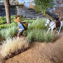 16毫米高静电植绒草模型，逼真灌木丛簇，带花簇，适用于HO/N比例火车铁路景观人造工艺品草地树叶立体模型 - as photo - 查看 4