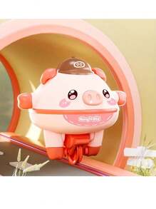 儿童平衡猪旋转陀螺学步车，塑料新奇自立式单轮车玩具，益智旋转陀螺，电池供电（不含电池），适合 3-6 岁儿童