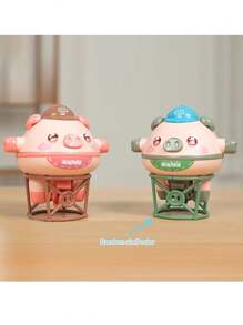 儿童平衡猪旋转陀螺学步车，塑料新奇自立式单轮车玩具，益智旋转陀螺，电池供电（不含电池），适合 3-6 岁儿童