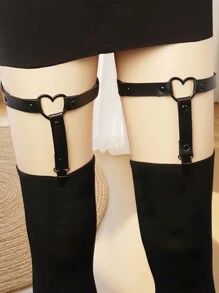 1pc/2pcs Solid Color PU Leather Women Sexy Garter Belt, Black Leg Harness Garter, Gothic Style Sexy Lingerie Accessories. Cosplay Leg Decor, Christmas/Valentine's Day Thigh Decoration Gift