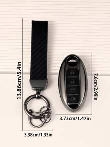 3-Piece Set: Nissan Dedicated TPU Soft Protective Case + Leather Keychain + Screwdriver, Suitable For Nissan Smart 4-Button Car Keyfob Protector - Multicolor - View 4