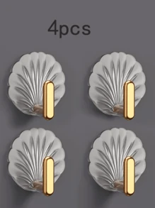 2/4 piezas Ganchos con forma de concha, ganchos adhesivos, ganchos de pared autoadhesivos impermeables, perfectos para colgar toallas, llaves, abrigos en cocina, baño, dormitorio