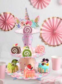 2 套粉色独角兽蛋糕架蛋糕架、粉色独角兽主题派对装饰、生日节日活动派对蛋糕装饰用品蛋糕装饰、厨房蛋糕烹饪装饰、蛋糕架多层蛋糕托盘、厨房 DIY 蛋糕烹饪装饰、食物托盘、粉色独角兽装饰、派对礼品、生日装饰、纸杯蛋糕装饰