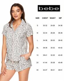Bebe Pajama Set For Women, Stretch Rayon Knit Short Sleeve PJs For Women Set, Ladies Pajamas Sets - Heather Grey 24 - View 6