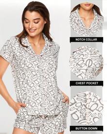 Bebe Pajama Set For Women, Stretch Rayon Knit Short Sleeve PJs For Women Set, Ladies Pajamas Sets - Heather Grey 24 - View 2