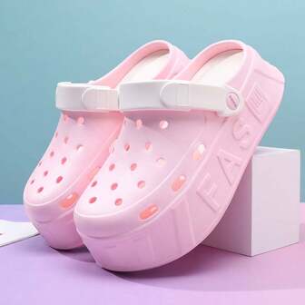 新款女式平底一脚蹬凉鞋，镂空厚底鞋，时尚公主风格，防水防滑，春季