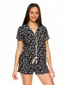Bebe Pajama Set For Women, Stretch Rayon Knit Short Sleeve PJs For Women Set, Ladies Pajamas Sets - Black 5 - View 1
