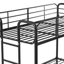 Your Zone Kids Metal Twin Over Twin Quad Bunk Bed With Ladder And Guardrails, Black - 黑色 - 查看 6