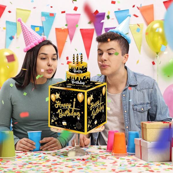Scatola portacontanti per compleanno con biglietto di auguri per Buon Compleanno e busta trasparente, scatola portacontanti sorpresa per celebrare compleanni, Ognissanti, Ringraziamento, Natale e altre festività